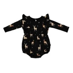 Long Sleeve Bubble Romper In Midnight Deer