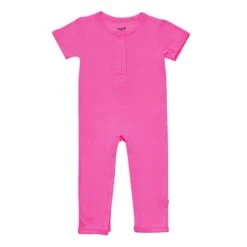 Short Sleeve Romper In Raspberry