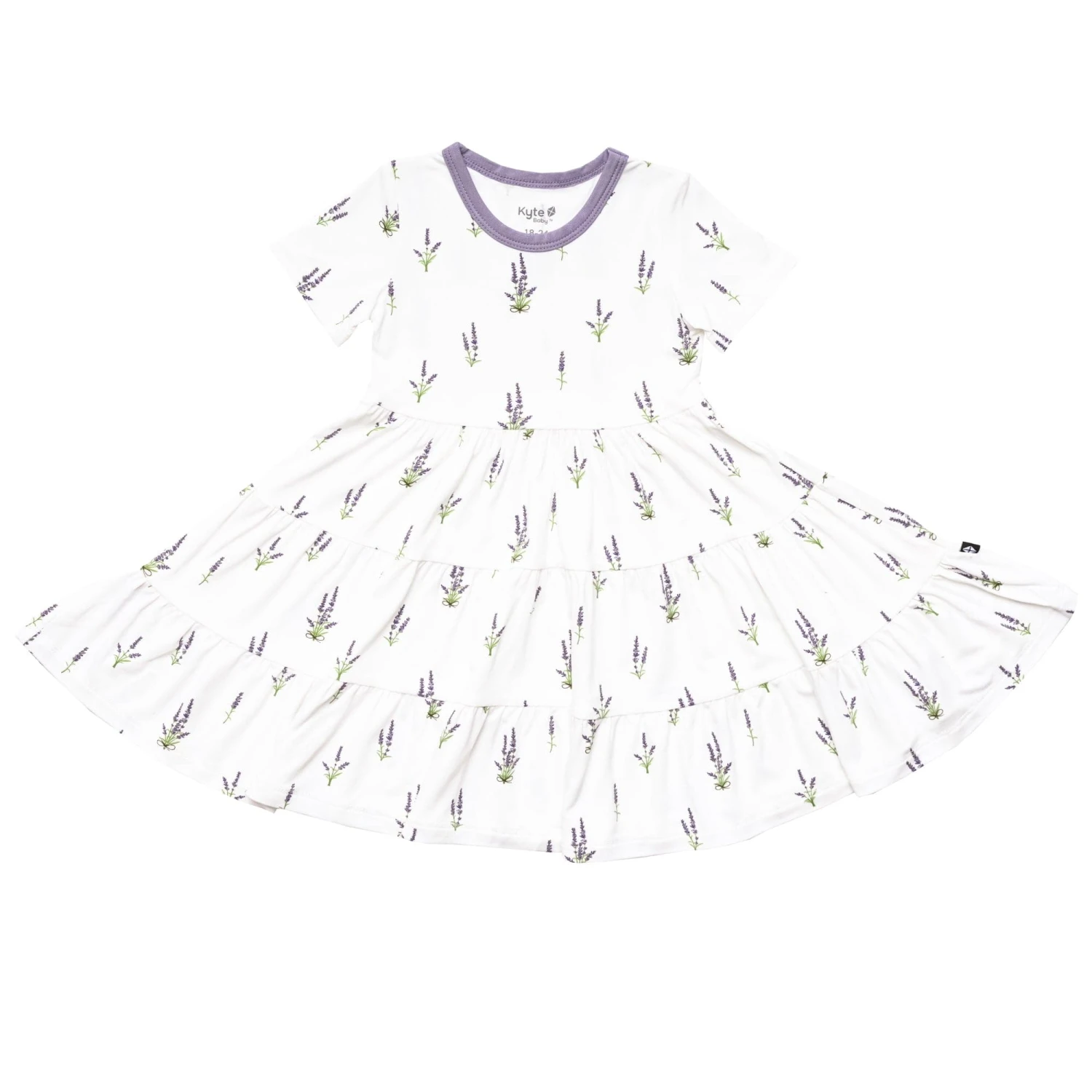 Short Sleeve Tiered Dress In Lavender - Image 2