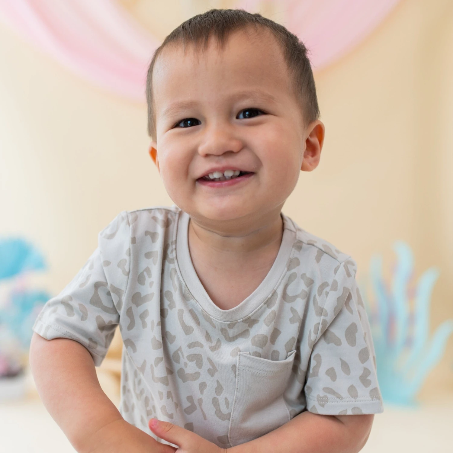 Toddler Crew Neck Tee In Oat Leopard - Image 3