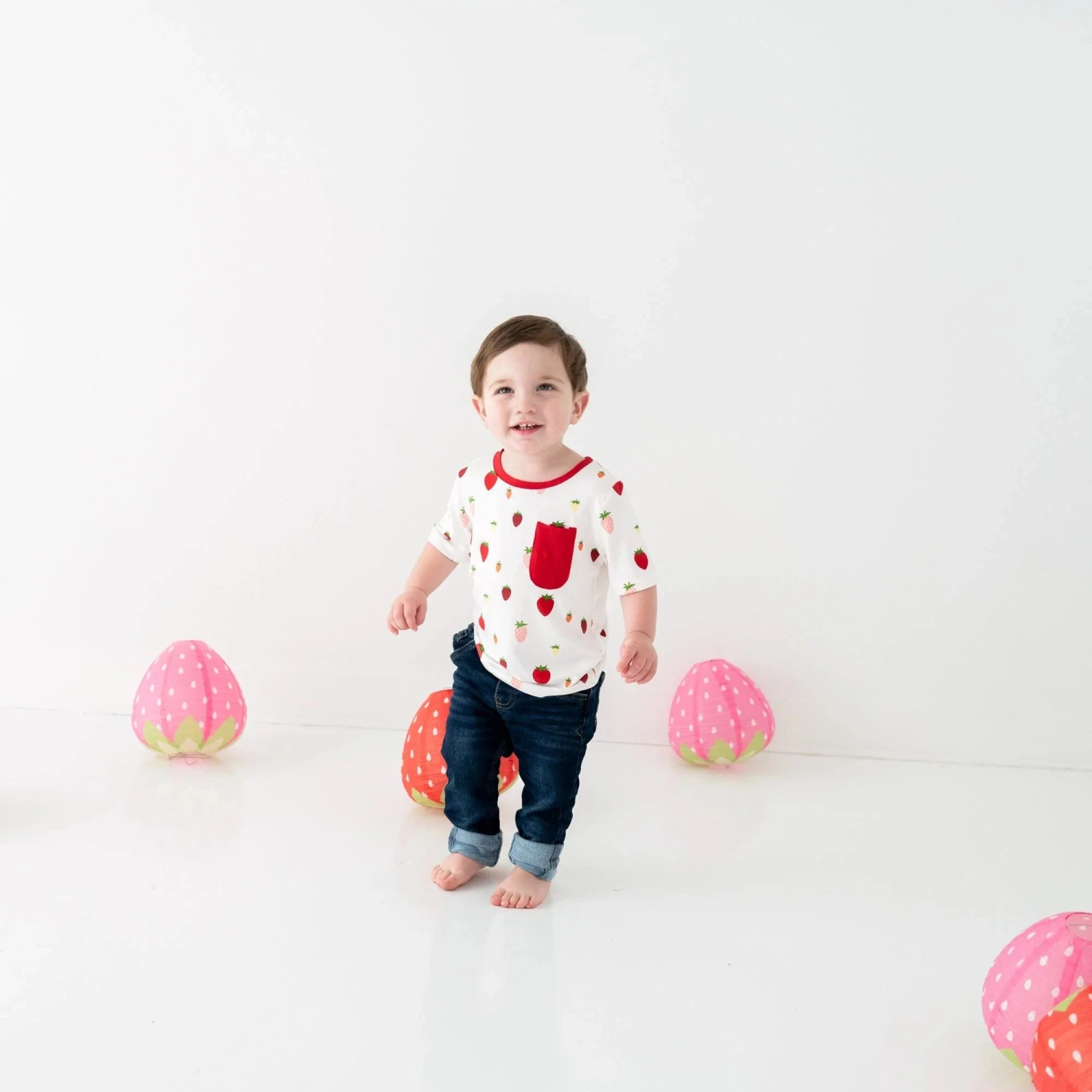 Toddler Crew Neck Tee In Strawberry - Image 3