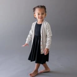 Bamboo Jersey Toddler Cardigan In Oat