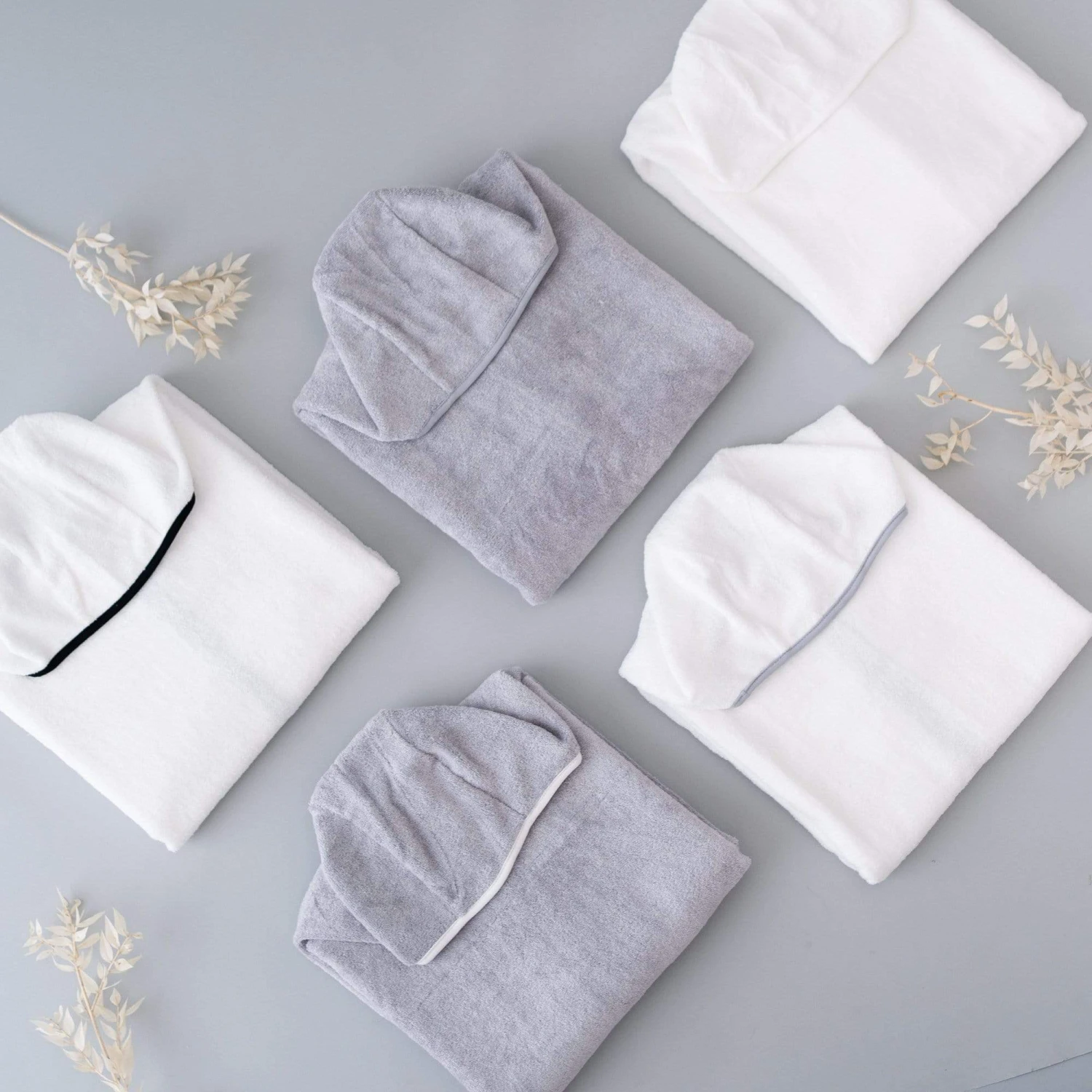 Toddler Hooded Bath Towel In Cloud With Storm Trim - Image 2