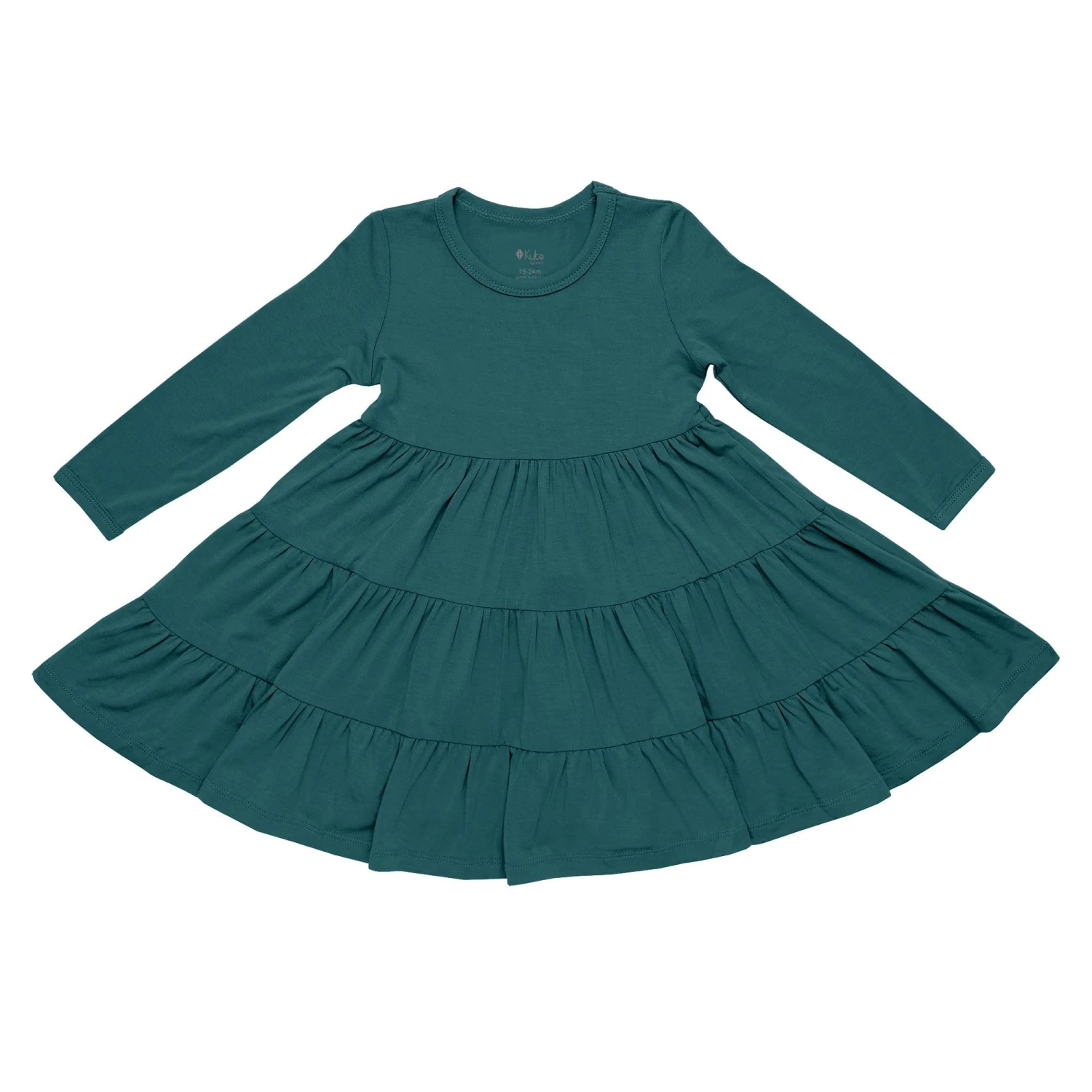 Long Sleeve Tiered Dress In Emerald - Image 2