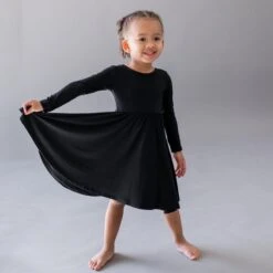 Long Sleeve Twirl Dress In Midnight