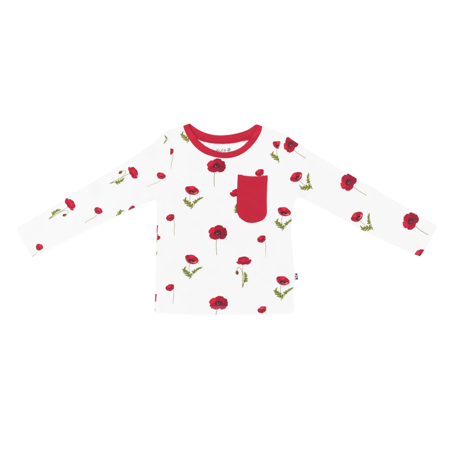 Long Sleeve Toddler Crew Neck Tee In Cloud Poppies - Image 2