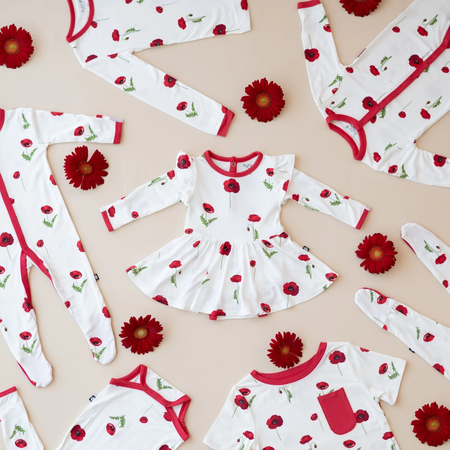 Long Sleeve Toddler Crew Neck Tee In Cloud Poppies - Image 4