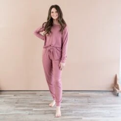 Women's Bamboo Jersey Jogger Top In Dusty Rose