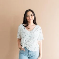 Women’s Relaxed Fit V-Neck In Blue Heron