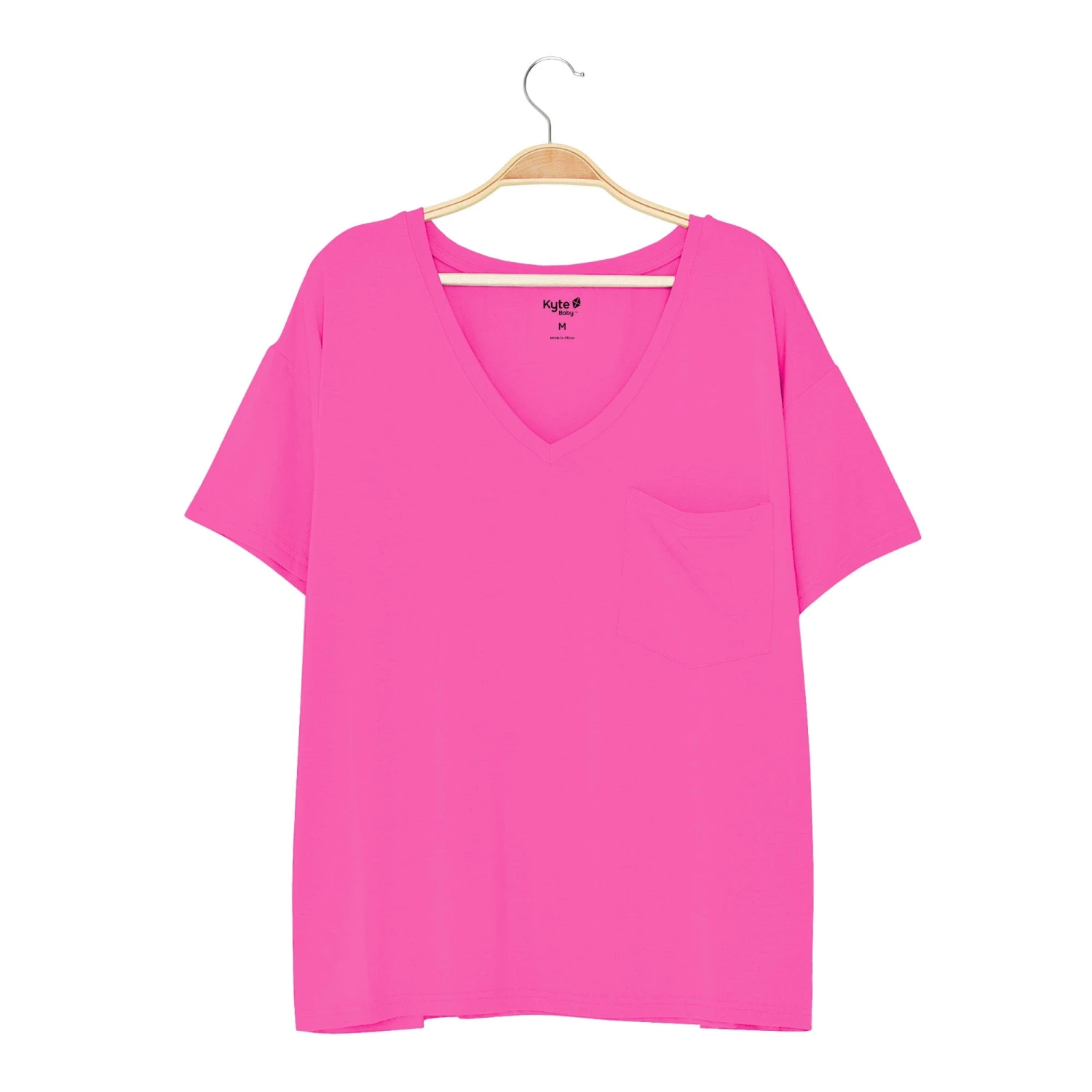 Women’s Relaxed Fit V-Neck In Raspberry - Image 2