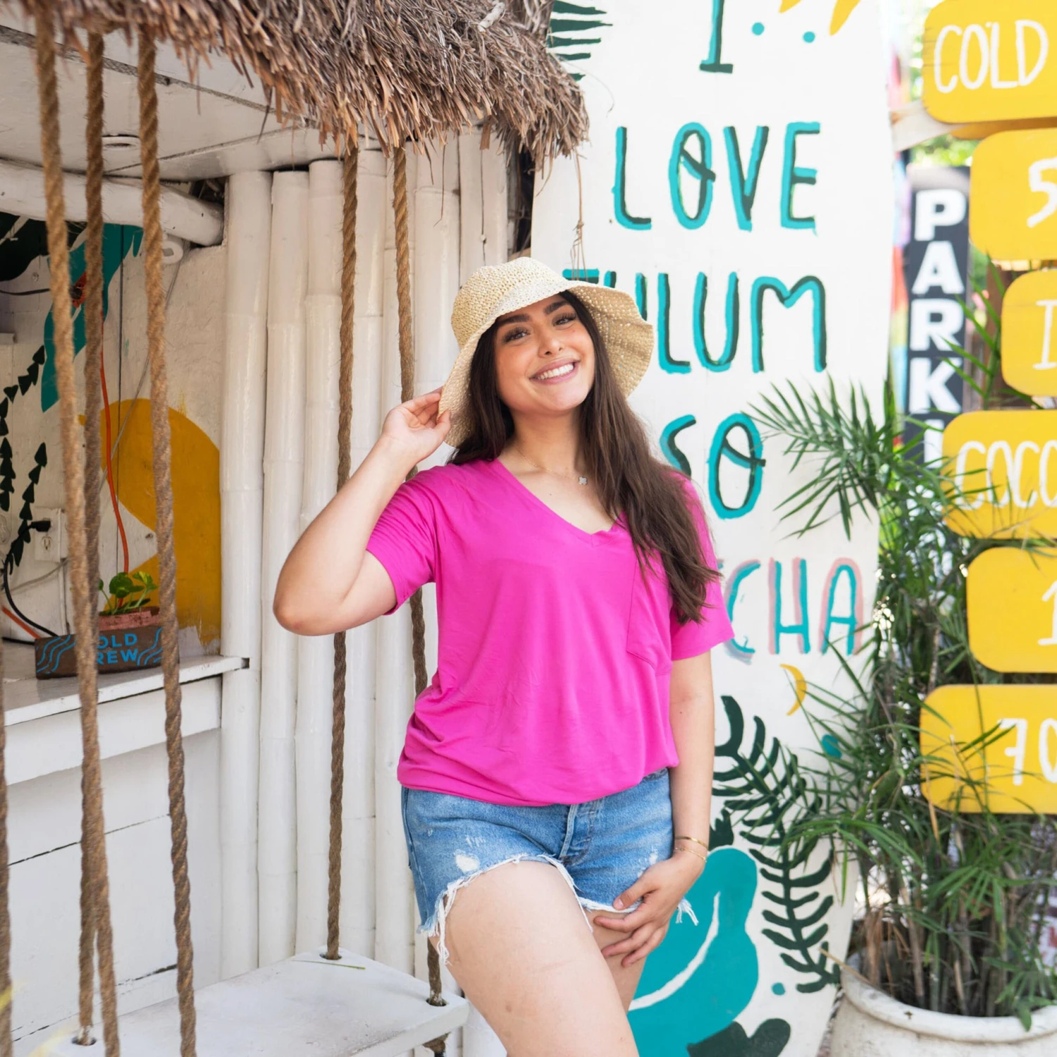 Women’s Relaxed Fit V-Neck In Raspberry - Image 5