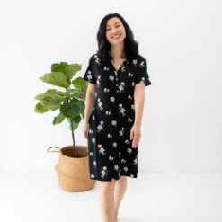 Midi Lounge Dress In Big Midnight Magnolia