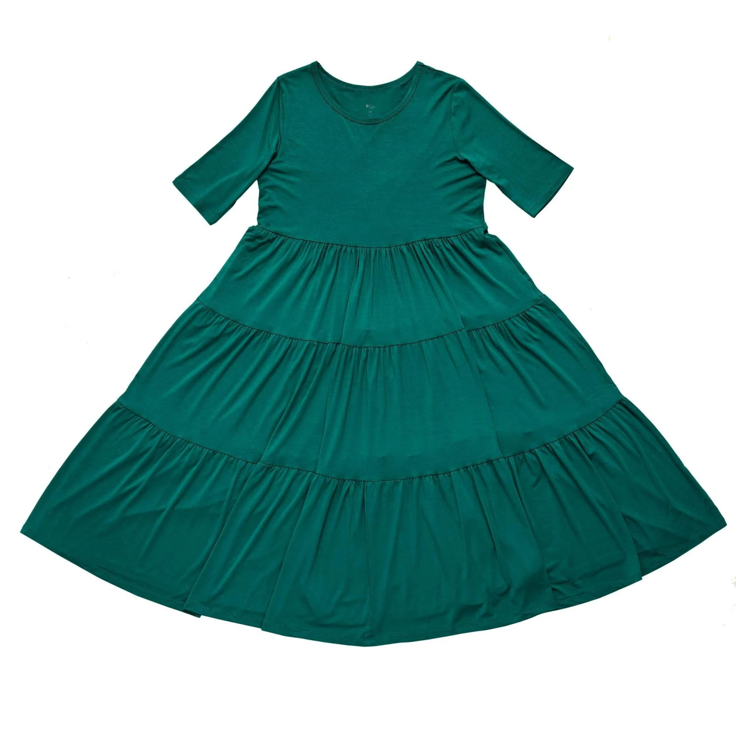 Women’s Tiered Dress In Emerald - Image 2