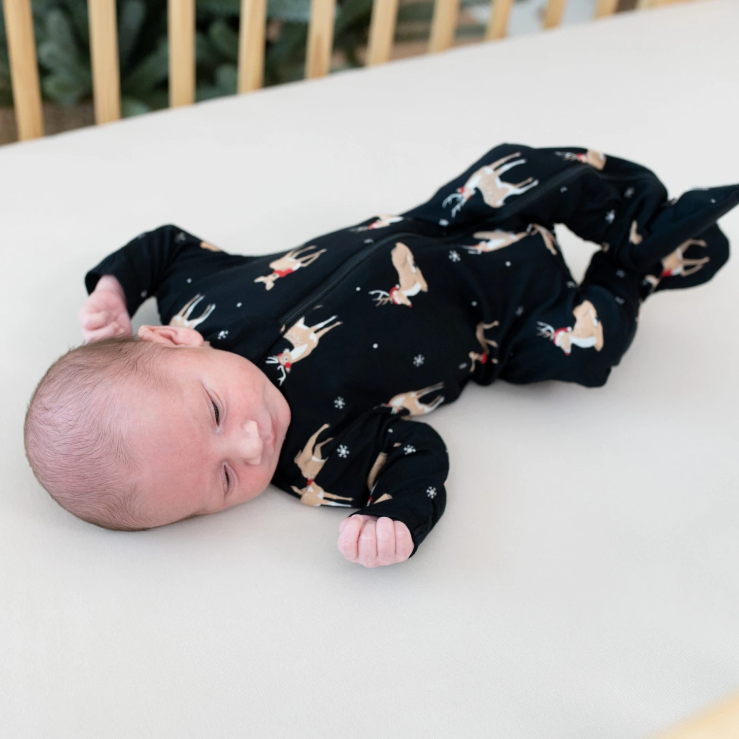 Zippered Footie In Midnight Deer - Image 2