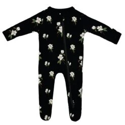 Zippered Footie In Small Midnight Magnolia