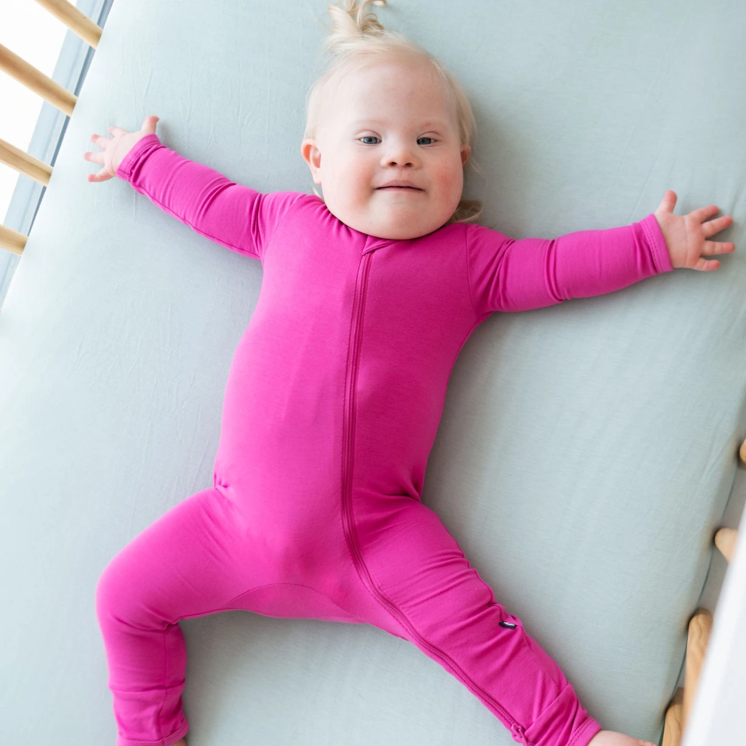 Zippered Romper In Raspberry - Image 2