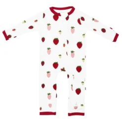 Zippered Romper In Strawberry